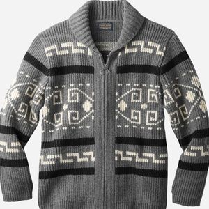 Pendleton The Original Westerley Zip Up gray Wool Cardigan Sweater Size XL